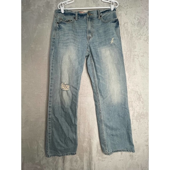 Mossimo  mens 32x30 jeans blue distressed relaxed fit - Picture 1 of 13